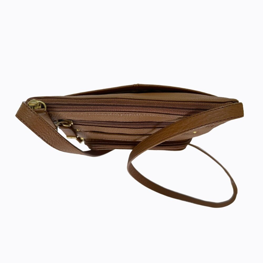 CK Brown Leather Shoulder Bag Crossbody Med Purse Pockets Y2K 90s Commute Office - Picture 3 of 9